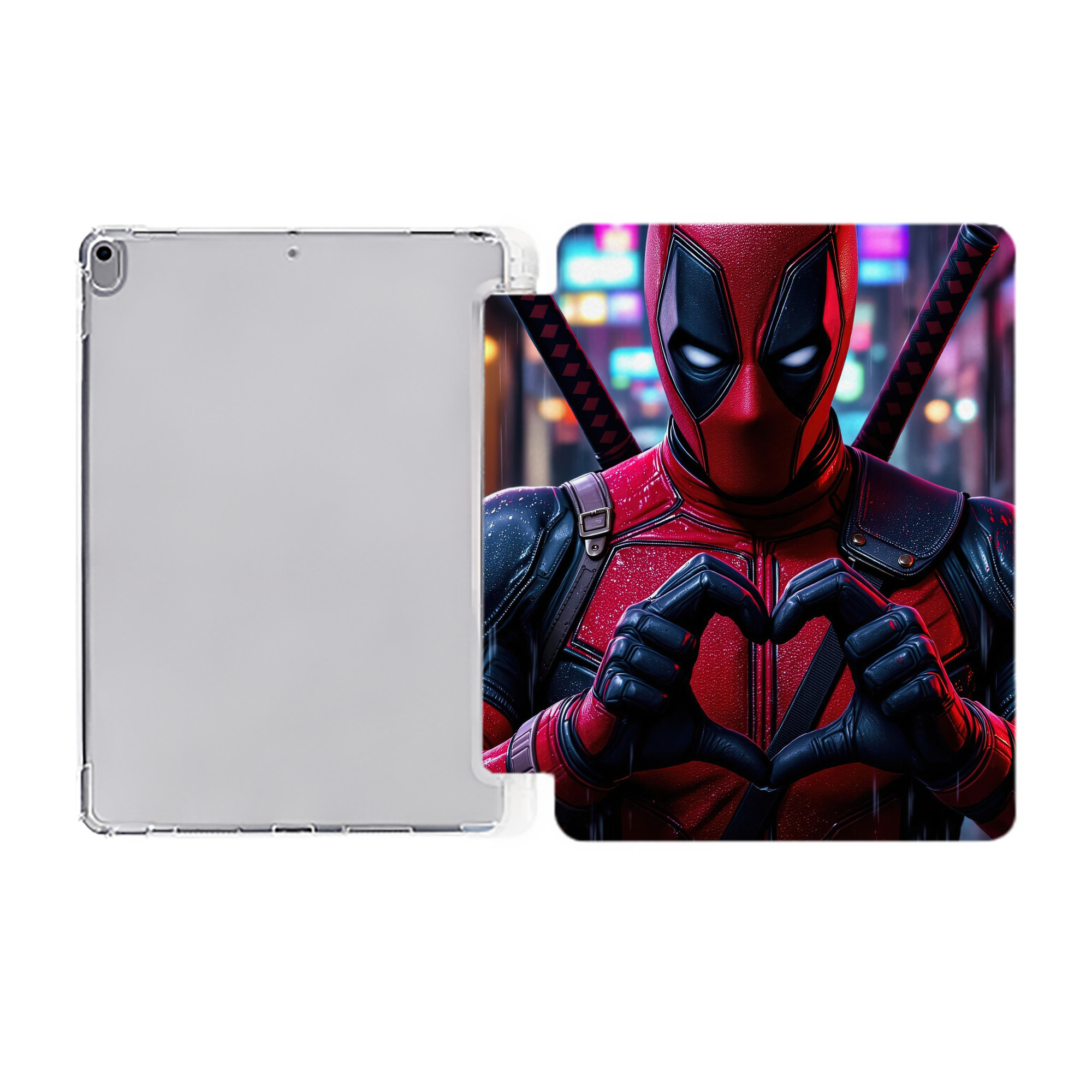 （画像用） Deadpool デッドプール IPad ケース ペン収納付き 三つ折りスタンド PUレザー×シリコン 対応機種9.5/10.5/10.9インチ